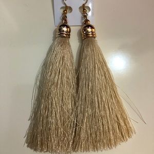 Long fabric tassel earrings